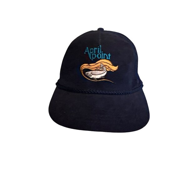 Vintage April Point Navy Corduroy Snapback Hat By Headline Headwear - Picture 1 of 5